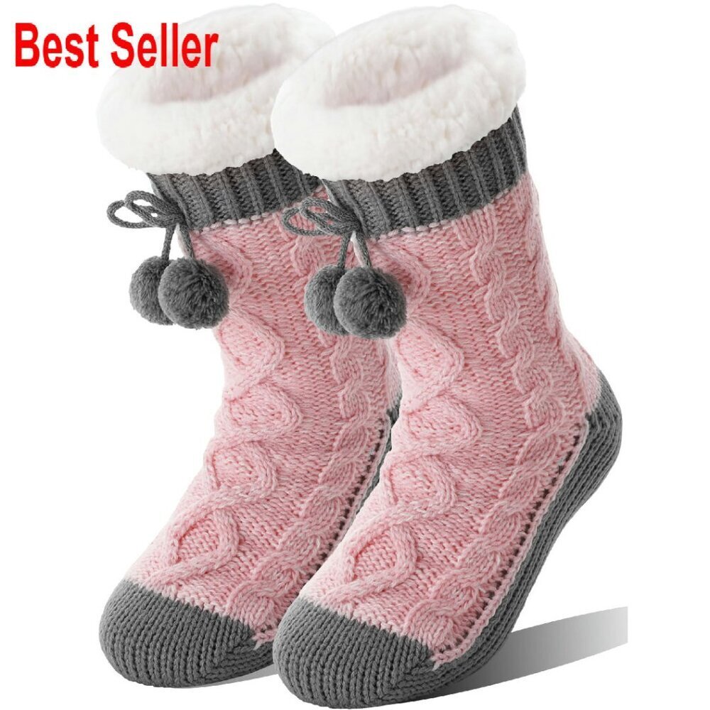 Fuzzy Plush Slipper Socks Non-Slip Grips Thermal Winter Cozy Fleece